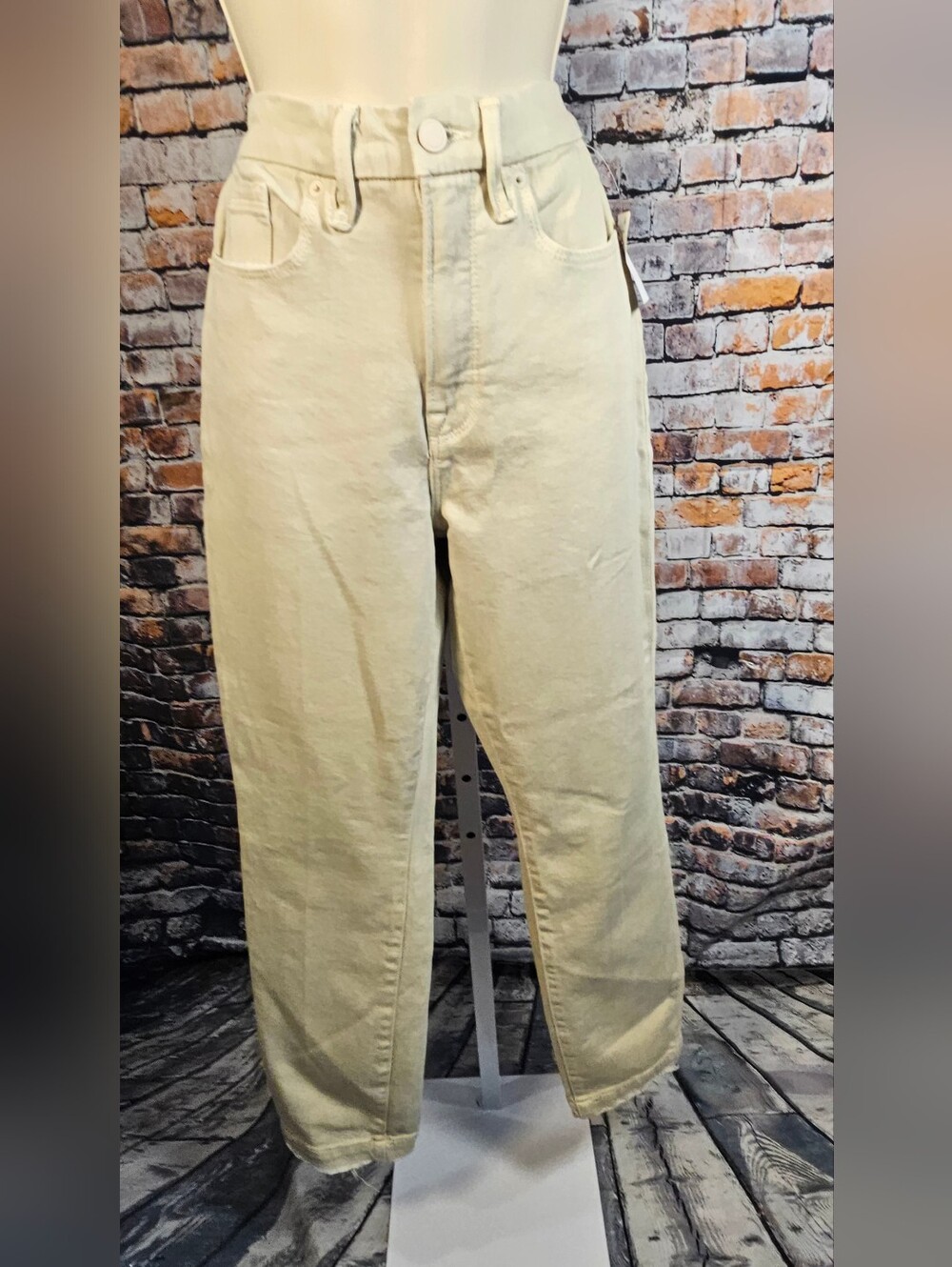 Good American Good Classic Slim Jeans 6 28 Bone High Rise Slim NWT Ecru